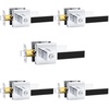 image:imageProbrico 2 Pack Different Keys Door Levers Gold Keyed Differently Square Handles with Lock for Interior Exterior DoorsPolished ChromeBlack