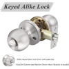 image:imageProbrico 2 Pack Keyed Alike Door Knobs Combo Pack Brushed Nickel Ball Entry Door Knobs Entrance Lockset Interior Exterior Single Cylinder Door Lock
