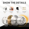 image:imageProbrico 2 Pack Keyed Alike Locks for Exterior and Interior Doors Brushed Nickel Stainless Steel Entrance Door Knobs Round Ball Keyed Entry Door Knobs with Same Keys for Bedroom Bathroom10 Pack