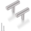 image:imageProbrico 20 Pack  Brushed Nickel Kitchen Cabinet Pulls 3 Hole Centers Solid Stainless Steel Modern Euro T Bar Handles Bedroom Dresser Drawer Cabinet Cupboard Pull Knobs 5 Overall LengthBrushed Nickel