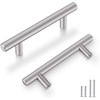 image:imageProbrico 20 Pack  Brushed Nickel Kitchen Cabinet Pulls 3 Hole Centers Solid Stainless Steel Modern Euro T Bar Handles Bedroom Dresser Drawer Cabinet Cupboard Pull Knobs 5 Overall LengthBrushed Nickel