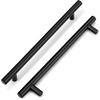 image:imageProbrico 20 Pack  Brushed Nickel Kitchen Cabinet Pulls 3 Hole Centers Solid Stainless Steel Modern Euro T Bar Handles Bedroom Dresser Drawer Cabinet Cupboard Pull Knobs 5 Overall LengthBlack