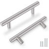 image:imageProbrico 20 Pack  Brushed Nickel Kitchen Cabinet Pulls 3 Hole Centers Solid Stainless Steel Modern Euro T Bar Handles Bedroom Dresser Drawer Cabinet Cupboard Pull Knobs 5 Overall LengthBrushed Nickel