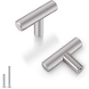 image:imageProbrico 20 Pack  Brushed Nickel Kitchen Cabinet Pulls 3 Hole Centers Solid Stainless Steel Modern Euro T Bar Handles Bedroom Dresser Drawer Cabinet Cupboard Pull Knobs 5 Overall LengthBrushed Nickel