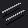 image:imageProbrico 20 Pack  Brushed Nickel Kitchen Cabinet Pulls 3 Hole Centers Solid Stainless Steel Modern Euro T Bar Handles Bedroom Dresser Drawer Cabinet Cupboard Pull Knobs 5 Overall LengthBrushed Nickel