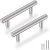 image:imageProbrico 20 Pack  Brushed Nickel Kitchen Cabinet Pulls 3 Hole Centers Solid Stainless Steel Modern Euro T Bar Handles Bedroom Dresser Drawer Cabinet Cupboard Pull Knobs 5 Overall LengthBrushed Nickel
