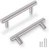 image:imageProbrico 20 Pack  Brushed Nickel Kitchen Cabinet Pulls 3 Hole Centers Solid Stainless Steel Modern Euro T Bar Handles Bedroom Dresser Drawer Cabinet Cupboard Pull Knobs 5 Overall LengthBrushed Nickel