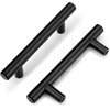 image:imageProbrico 20 Pack  Brushed Nickel Kitchen Cabinet Pulls 3 Hole Centers Solid Stainless Steel Modern Euro T Bar Handles Bedroom Dresser Drawer Cabinet Cupboard Pull Knobs 5 Overall LengthBlack