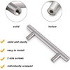 image:imageProbrico 20 Pack  Brushed Nickel Kitchen Cabinet Pulls 3 Hole Centers Solid Stainless Steel Modern Euro T Bar Handles Bedroom Dresser Drawer Cabinet Cupboard Pull Knobs 5 Overall LengthBrushed Nickel
