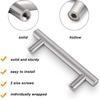 image:imageProbrico 20 Pack  Brushed Nickel Kitchen Cabinet Pulls 3 Hole Centers Solid Stainless Steel Modern Euro T Bar Handles Bedroom Dresser Drawer Cabinet Cupboard Pull Knobs 5 Overall LengthBrushed Nickel