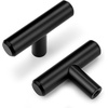image:imageProbrico 20 Pack  Brushed Nickel Kitchen Cabinet Pulls 3 Hole Centers Solid Stainless Steel Modern Euro T Bar Handles Bedroom Dresser Drawer Cabinet Cupboard Pull Knobs 5 Overall LengthBlack