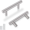 image:imageProbrico 20 Pack  Brushed Nickel Kitchen Cabinet Pulls 3 Hole Centers Solid Stainless Steel Modern Euro T Bar Handles Bedroom Dresser Drawer Cabinet Cupboard Pull Knobs 5 Overall LengthBrushed Nickel