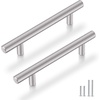 image:imageProbrico 20 Pack  Brushed Nickel Kitchen Cabinet Pulls 3 Hole Centers Solid Stainless Steel Modern Euro T Bar Handles Bedroom Dresser Drawer Cabinet Cupboard Pull Knobs 5 Overall LengthBrushed Nickel