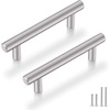 image:imageProbrico 20 Pack  Brushed Nickel Kitchen Cabinet Pulls 3 Hole Centers Solid Stainless Steel Modern Euro T Bar Handles Bedroom Dresser Drawer Cabinet Cupboard Pull Knobs 5 Overall LengthBrushed Nickel