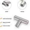 image:imageProbrico 20 Pack  Brushed Nickel Kitchen Cabinet Pulls 3 Hole Centers Solid Stainless Steel Modern Euro T Bar Handles Bedroom Dresser Drawer Cabinet Cupboard Pull Knobs 5 Overall LengthBrushed Nickel
