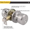 image:imageProbrico 6 Pack Keyless Door Knobs Packs Passage Door Locks Brushed Nickel Stainless Steel Hardware for Bathroom Childrens Room Universal Lock with Adjustable Latch