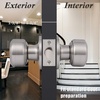 image:imageProbrico 6 Pack Keyless Door Knobs Packs Passage Door Locks Brushed Nickel Stainless Steel Hardware for Bathroom Childrens Room Universal Lock with Adjustable Latch