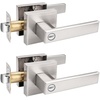 image:imageProbrico 8 Pack Door Handles Brsuhed Nickel Privacy Door Levers with Lock for Bedroom amp Bathroom Heavy Duty Square Interior Door Handlesfor Left amp Right Handed DoorsKeylessBrushed Nickel