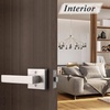 image:imageProbrico 8 Pack Door Handles Brsuhed Nickel Privacy Door Levers with Lock for Bedroom amp Bathroom Heavy Duty Square Interior Door Handlesfor Left amp Right Handed DoorsKeylessBrushed Nickel