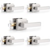 image:imageProbrico 8 Pack Door Handles Brsuhed Nickel Privacy Door Levers with Lock for Bedroom amp Bathroom Heavy Duty Square Interior Door Handlesfor Left amp Right Handed DoorsKeylessBrushed Nickel