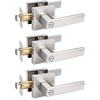 image:imageProbrico 8 Pack Door Handles Brsuhed Nickel Privacy Door Levers with Lock for Bedroom amp Bathroom Heavy Duty Square Interior Door Handlesfor Left amp Right Handed DoorsKeylessBrushed Nickel