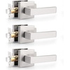 image:imageProbrico 8 Pack Door Handles Brsuhed Nickel Privacy Door Levers with Lock for Bedroom amp Bathroom Heavy Duty Square Interior Door Handlesfor Left amp Right Handed DoorsKeylessBrushed Nickel