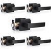 image:imageProbrico 8 Pack Door Handles Brsuhed Nickel Privacy Door Levers with Lock for Bedroom amp Bathroom Heavy Duty Square Interior Door Handlesfor Left amp Right Handed DoorsKeylessBlack