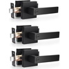 image:imageProbrico 8 Pack Door Handles Brsuhed Nickel Privacy Door Levers with Lock for Bedroom amp Bathroom Heavy Duty Square Interior Door Handlesfor Left amp Right Handed DoorsKeylessBlack