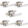 image:imageProbrico 8 Pack Door Handles Brsuhed Nickel Privacy Door Levers with Lock for Bedroom amp Bathroom Heavy Duty Square Interior Door Handlesfor Left amp Right Handed DoorsKeylessBrushed Nickel