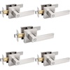 image:imageProbrico 8 Pack Door Handles Brsuhed Nickel Privacy Door Levers with Lock for Bedroom amp Bathroom Heavy Duty Square Interior Door Handlesfor Left amp Right Handed DoorsKeylessBrushed Nickel