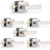 image:imageProbrico 8 Pack Door Handles Brsuhed Nickel Privacy Door Levers with Lock for Bedroom amp Bathroom Heavy Duty Square Interior Door Handlesfor Left amp Right Handed DoorsKeylessBrushed Nickel