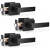 image:imageProbrico 8 Pack Door Handles Brsuhed Nickel Privacy Door Levers with Lock for Bedroom amp Bathroom Heavy Duty Square Interior Door Handlesfor Left amp Right Handed DoorsKeylessBlack