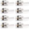 image:imageProbrico 8 Pack Door Handles Brsuhed Nickel Privacy Door Levers with Lock for Bedroom amp Bathroom Heavy Duty Square Interior Door Handlesfor Left amp Right Handed DoorsKeylessBrushed Nickel