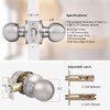 image:imageProbrico Ball Passage Door Knobs Handles Hall Closet Keyless Door Lock in Brushed Nickel Finish 3 Pack