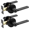 image:imageProbrico BedBath Room Door Lever Modern Flat Handles in Satin Nickel Privacy Door Lever Locks Contractor Pack10PackBlack