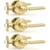 image:imageProbrico BedBath Room Door Lever Modern Flat Handles in Satin Nickel Privacy Door Lever Locks Contractor Pack10PackGold