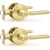 image:imageProbrico BedBath Room Door Lever Modern Flat Handles in Satin Nickel Privacy Door Lever Locks Contractor Pack10PackGold