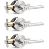 image:imageProbrico BedBath Room Door Lever Modern Flat Handles in Satin Nickel Privacy Door Lever Locks Contractor Pack10PackSatin Nickel