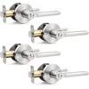 image:imageProbrico BedBath Room Door Lever Modern Flat Handles in Satin Nickel Privacy Door Lever Locks Contractor Pack10PackSatin Nickel