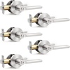 image:imageProbrico BedBath Room Door Lever Modern Flat Handles in Satin Nickel Privacy Door Lever Locks Contractor Pack10PackSatin Nickel