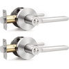 image:imageProbrico BedBath Room Door Lever Modern Flat Handles in Satin Nickel Privacy Door Lever Locks Contractor Pack10PackSatin Nickel