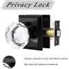 image:imageProbrico Black Door Knob Set Keyless Interior Door Knobs with Round Diamond Shape Crystal Glass Heavy Duty Privacy Door Knobs for Bathroom and Bedroom 6 Pack