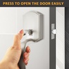 image:imageProbrico Black Lower Half Front Entry Handleset Heavy Duty Entry Door Handle with Interior Reversible Handed Lever Lock Grip Handle with Wave Lever Keyless Door Locks 1PackSatin Nickel