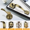 image:imageProbrico Black Lower Half Front Entry Handleset Heavy Duty Entry Door Handle with Interior Reversible Handed Lever Lock Grip Handle with Wave Lever Keyless Door Locks 1PackAntique Brass