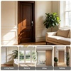 image:imageProbrico Black Lower Half Front Entry Handleset Heavy Duty Entry Door Handle with Interior Reversible Handed Lever Lock Grip Handle with Wave Lever Keyless Door Locks 1PackSatin Nickel