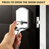 image:imageProbrico Black Lower Half Front Entry Handleset Heavy Duty Entry Door Handle with Interior Reversible Handed Lever Lock Grip Handle with Wave Lever Keyless Door Locks 1PackPolished Chrome