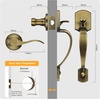 image:imageProbrico Black Lower Half Front Entry Handleset Heavy Duty Entry Door Handle with Interior Reversible Handed Lever Lock Grip Handle with Wave Lever Keyless Door Locks 1PackAntique Brass
