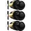 image:imageProbrico Brushed Nickel Passage Door Knobs Round Handles for Hall or Closet Knobs Keyless Hardware 5 PackBlack