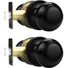 image:imageProbrico Brushed Nickel Passage Door Knobs Round Handles for Hall or Closet Knobs Keyless Hardware 5 PackBlack