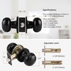 image:imageProbrico Brushed Nickel Passage Door Knobs Round Handles for Hall or Closet Knobs Keyless Hardware 5 PackBlack